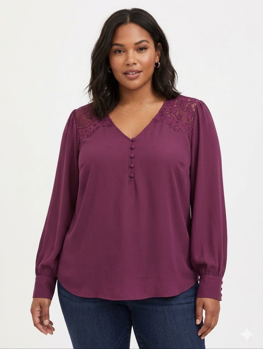 NWT Torrid Harper Georgette Lace Trim Blouse